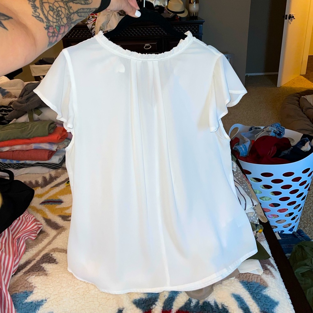 White chiffon high neck blouse size L
